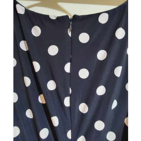 EUC Chap's Women's Cocktail Dress. Navy & White Polka Dot. Size L. - Picture 4 of 6